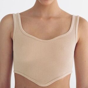Zara Scoop Crop Top in Tan